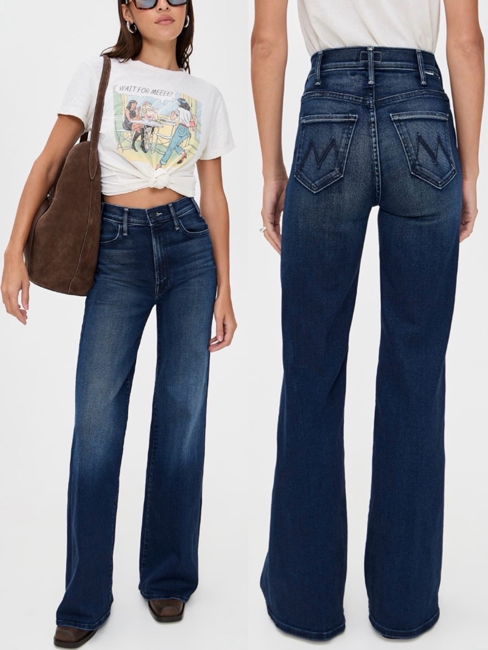 MOTHER Hustler Roller Sneak Jeans Heirloom Blue Size 27